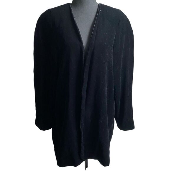 Vintage Velvet Open Front Jacket Duster Women’s L Black Fairy Boho Artsy Glam - Picture 6 of 11